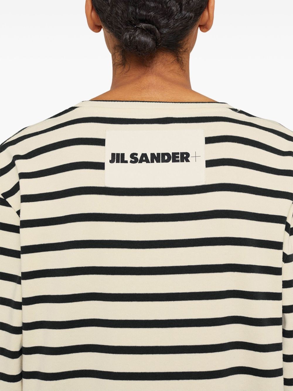 Jil Sander Plus Striped Cotton T-Shirt - Beige image 1