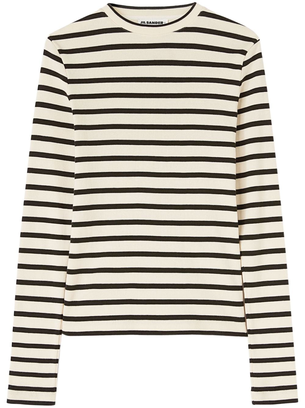 Jil Sander Plus Striped Cotton T-Shirt - Beige image 0