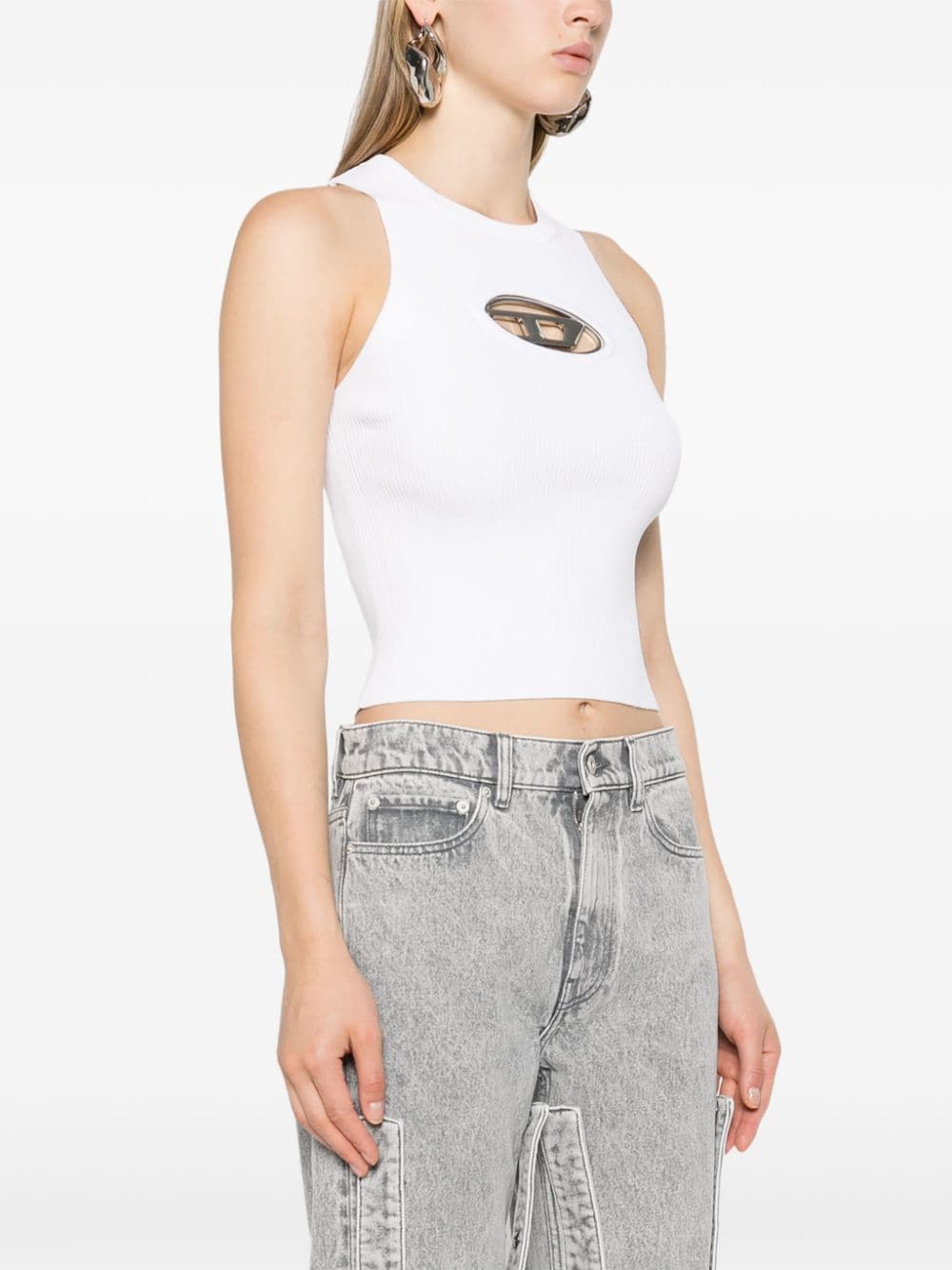 Women's Diesel White Knit Sleeveless Top image 3