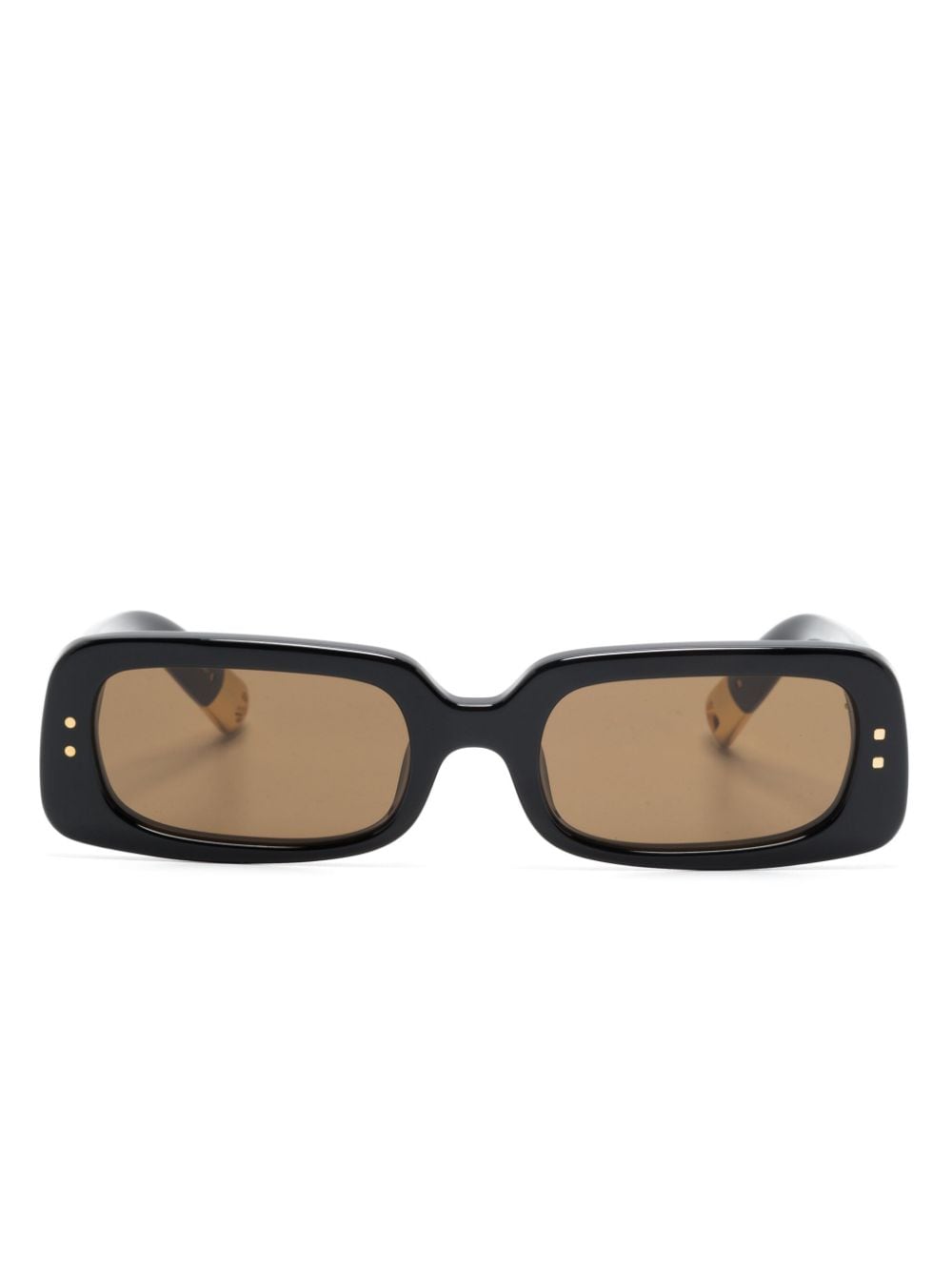 JACQUEMUS Black Rectangle Sunglasses with Brown Tinted Lenses image 0