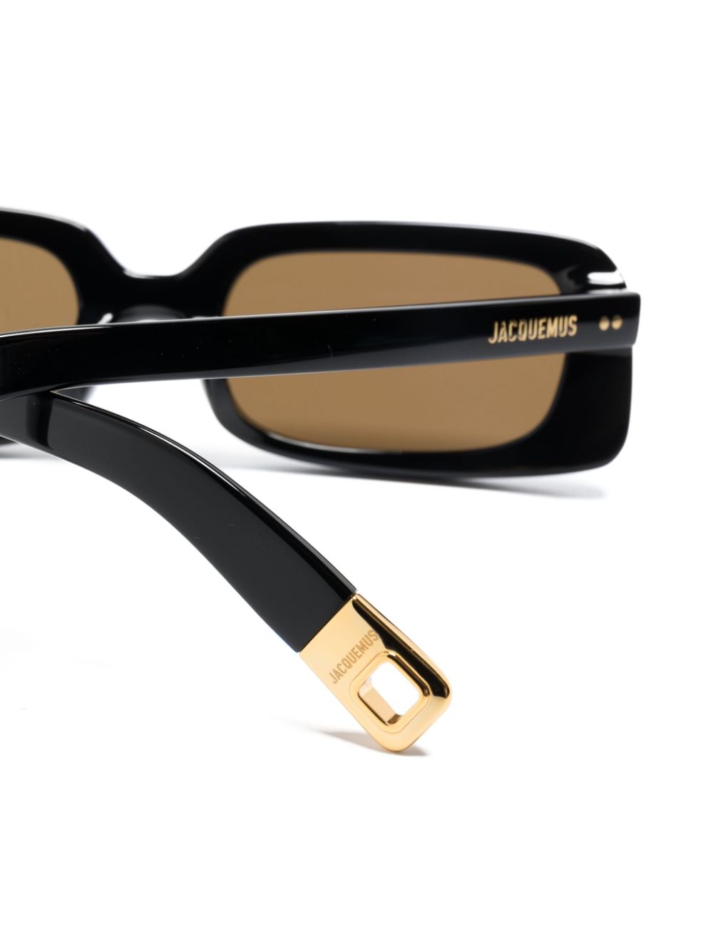 JACQUEMUS Black Rectangle Sunglasses with Brown Tinted Lenses image 1