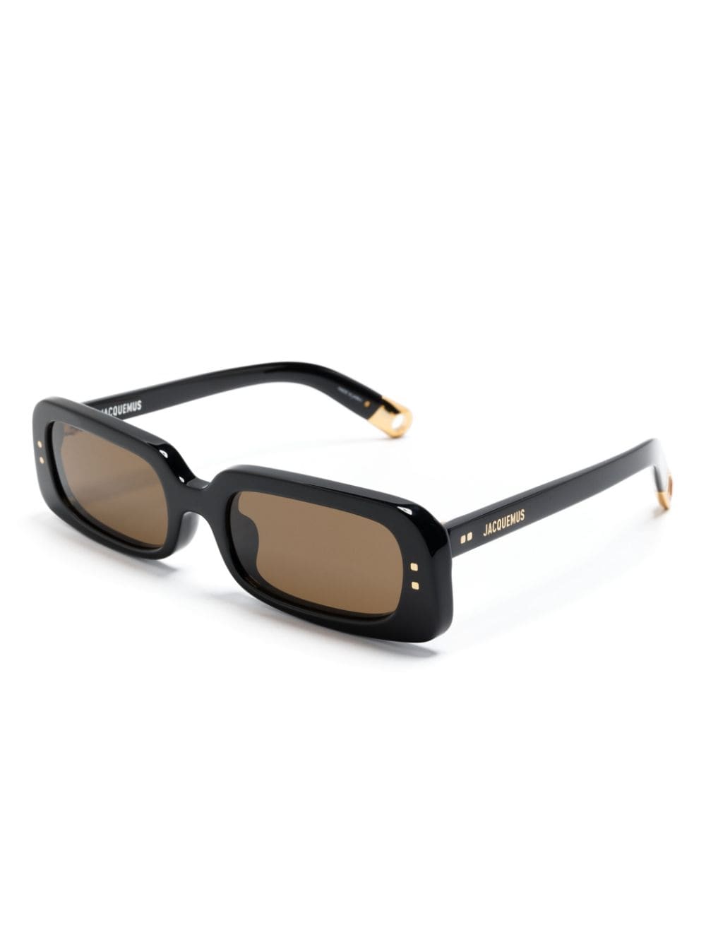 JACQUEMUS Black Rectangle Sunglasses with Brown Tinted Lenses image 2