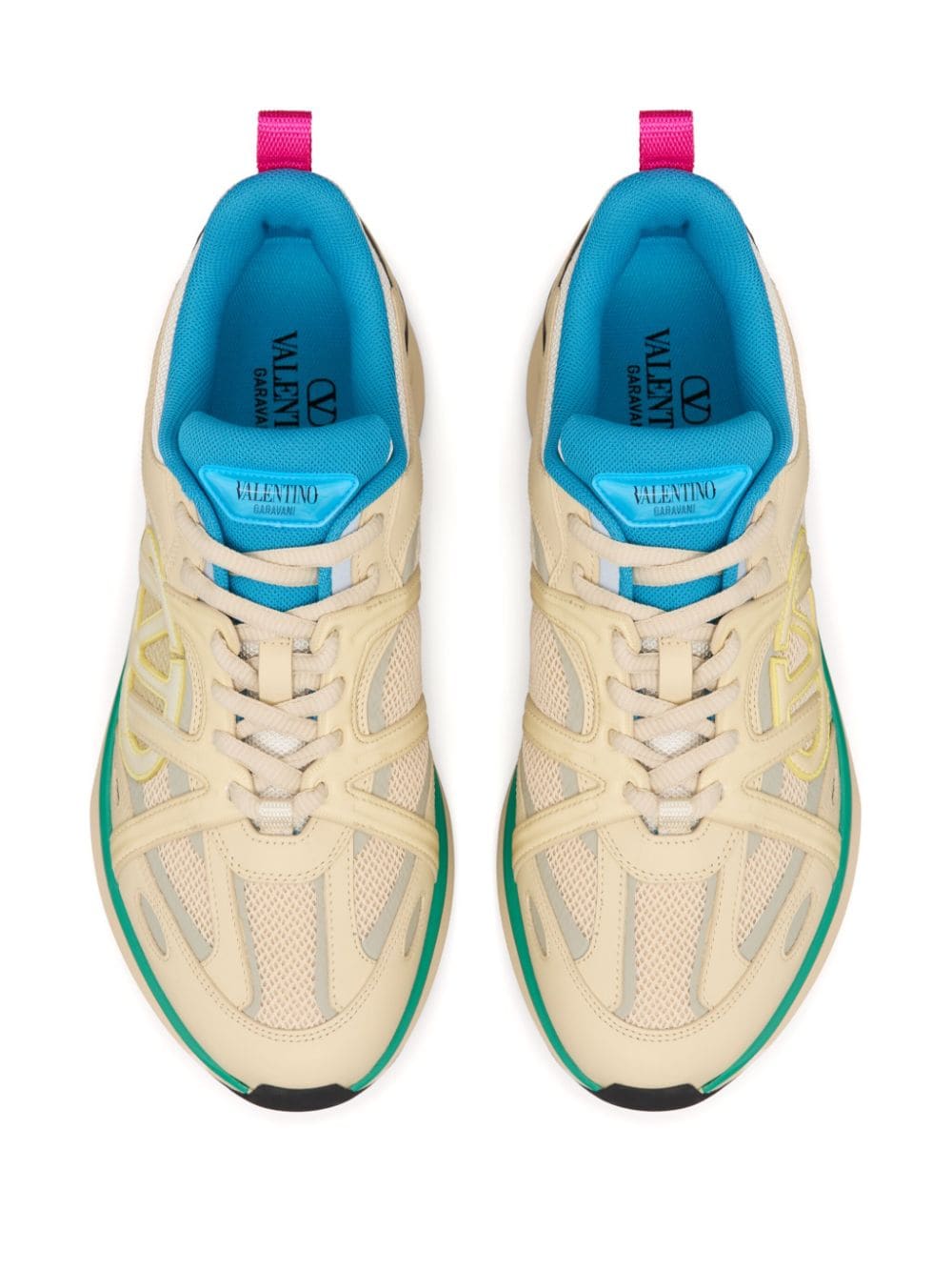 Valentino Garavani Beige Calfskin Panelled Sneakers image 1