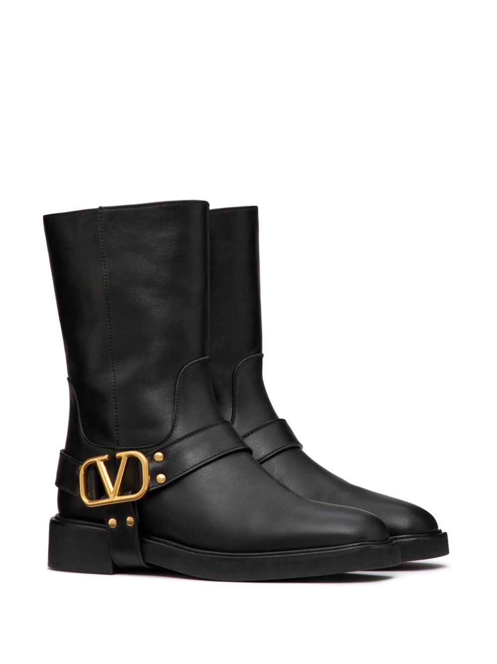 Valentino Garavani Black Leather VLogo Signature Slip-On Boots image 1