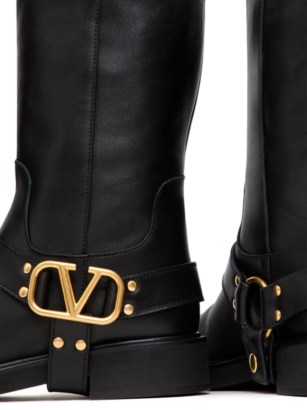 Valentino Garavani Black Leather VLogo Signature Slip-On Boots image 2