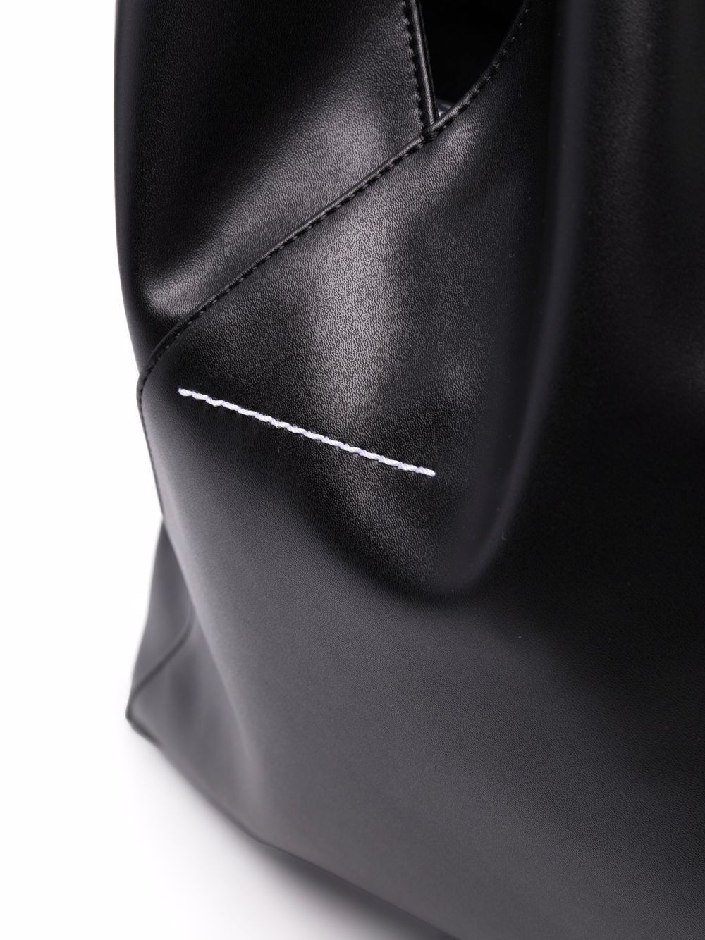 MM6 Maison Margiela Black Grained Leather Triangle Top Handle Bag image 3