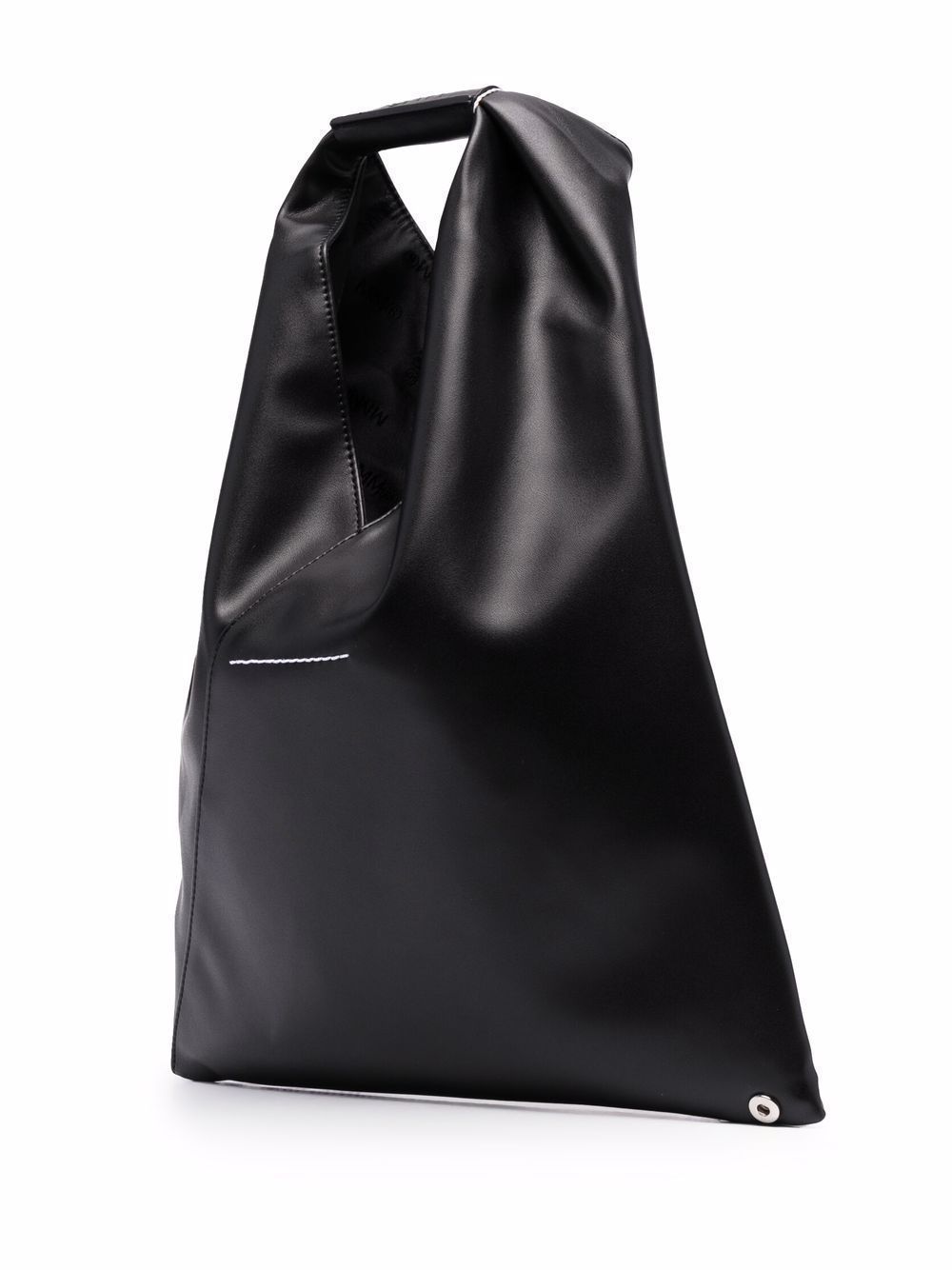 MM6 Maison Margiela Black Grained Leather Triangle Top Handle Bag image 4