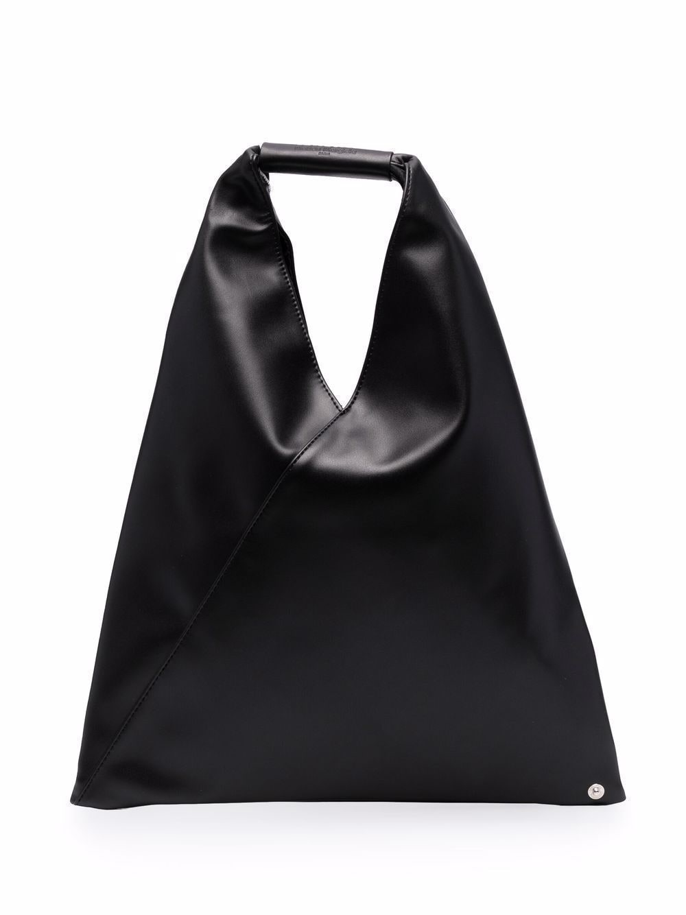 MM6 Maison Margiela Black Grained Leather Triangle Top Handle Bag image 0