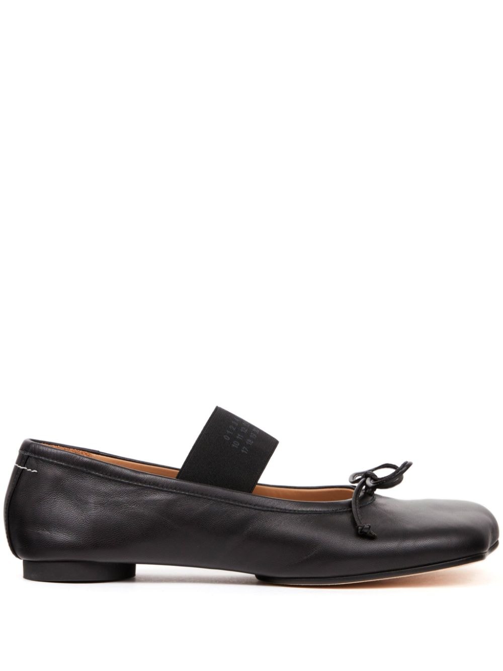 MM6 Maison Margiela Black Leather Flat Shoes with Bow Detail image 0