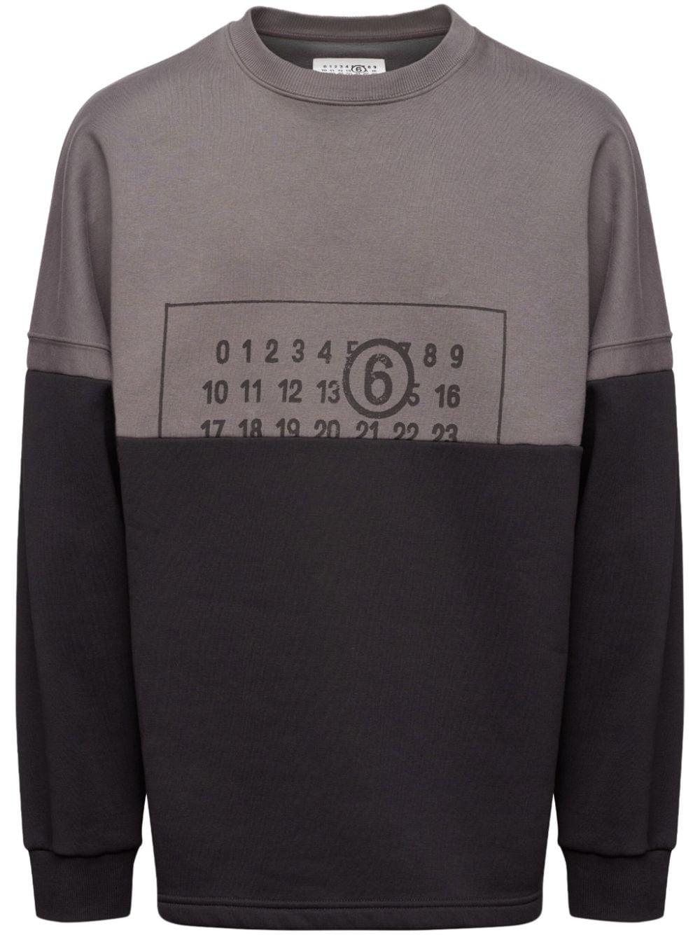 MM6 Maison Margiela Two-Tone Crew Neck Sweater - Grey image 0