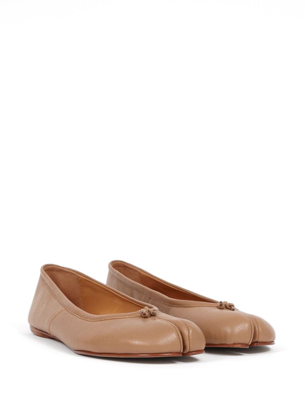 Maison Margiela Tabi Flat Shoes in Beige Lambskin image 2