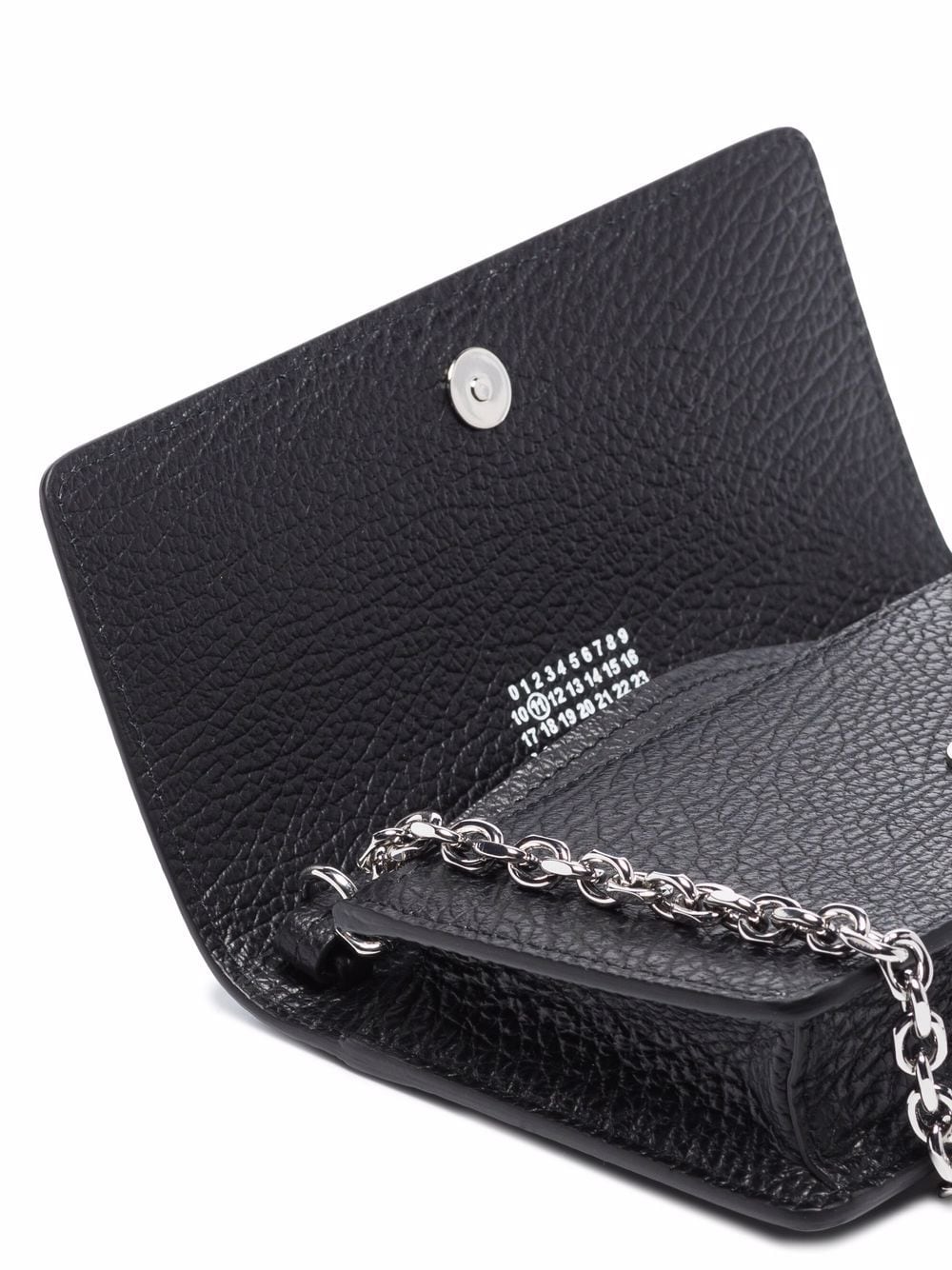 Maison Margiela Black Leather Wallet with Detachable Chain Strap image 3