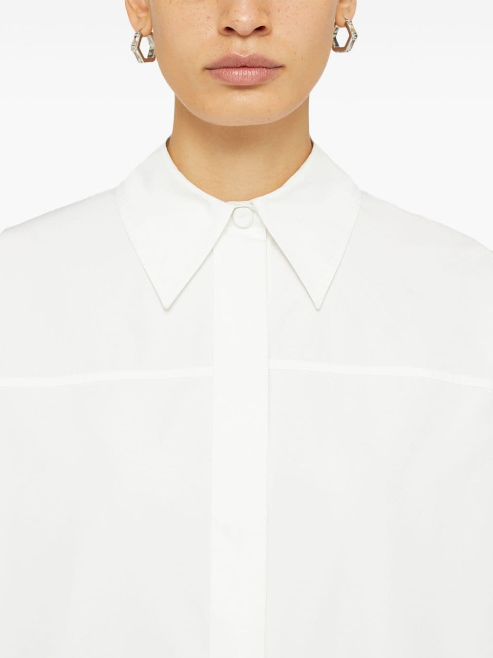 Jil Sander White Cotton Straight-Point Collar Dress image 2