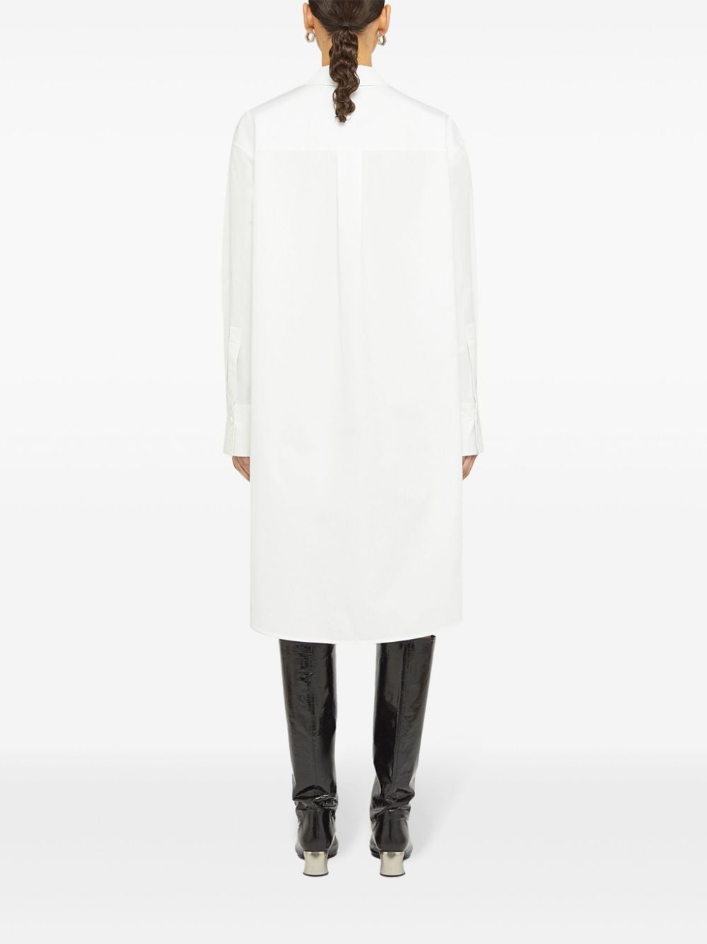 Jil Sander White Cotton Straight-Point Collar Dress image 4