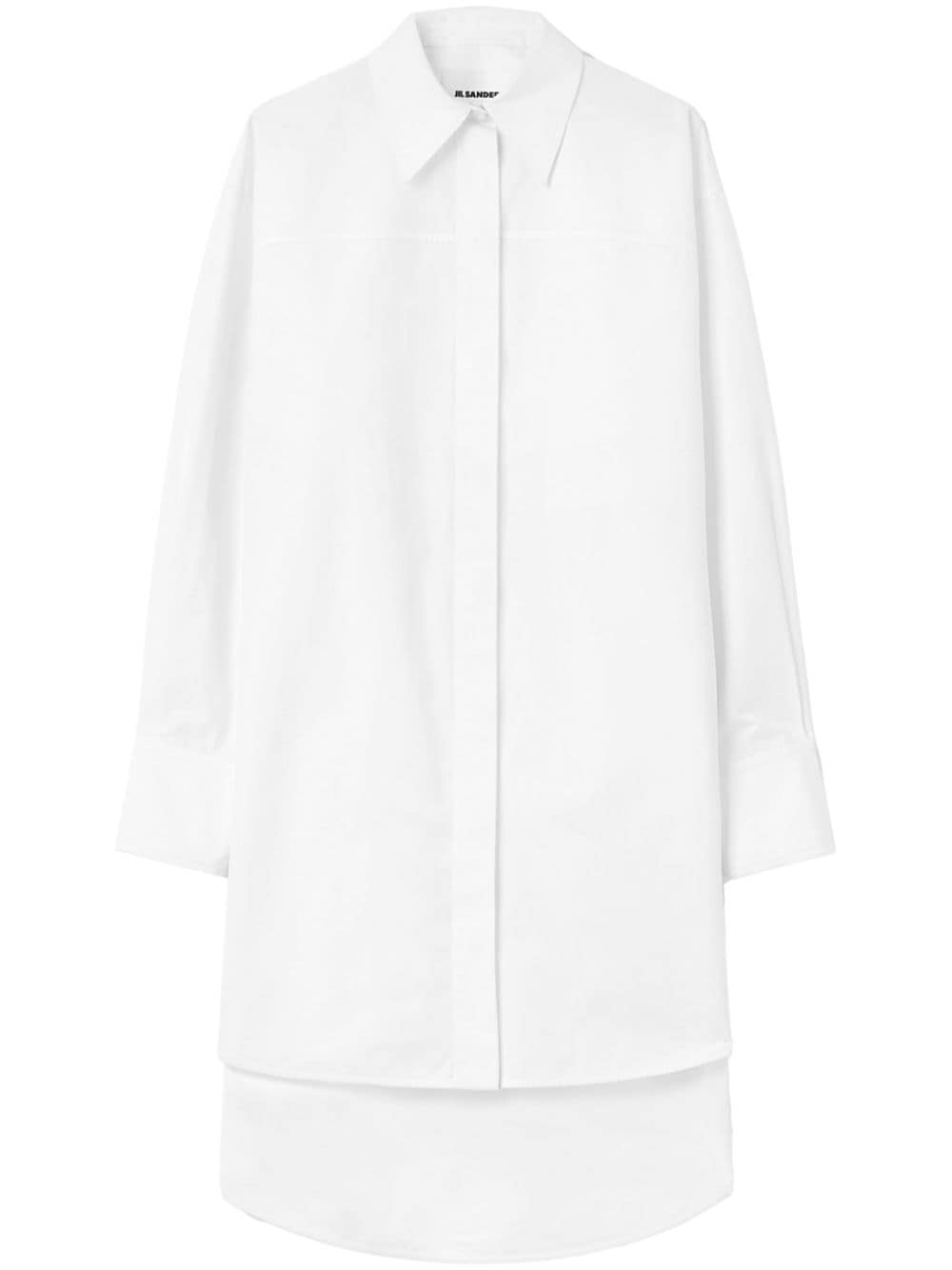 Jil Sander White Cotton Straight-Point Collar Dress image 0