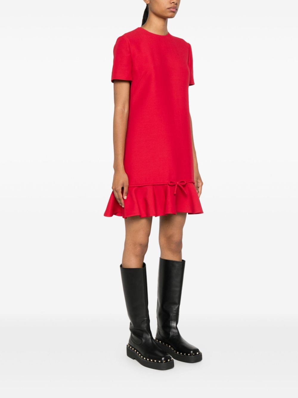 Valentino Garavani Crimson Wool-Silk Blend Crepe Dress image 1