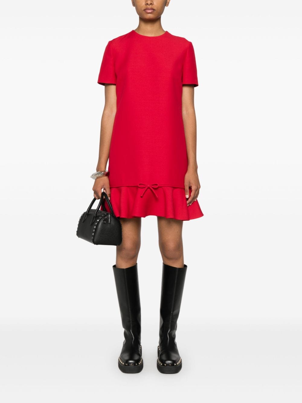 Valentino Garavani Crimson Wool-Silk Blend Crepe Dress image 2