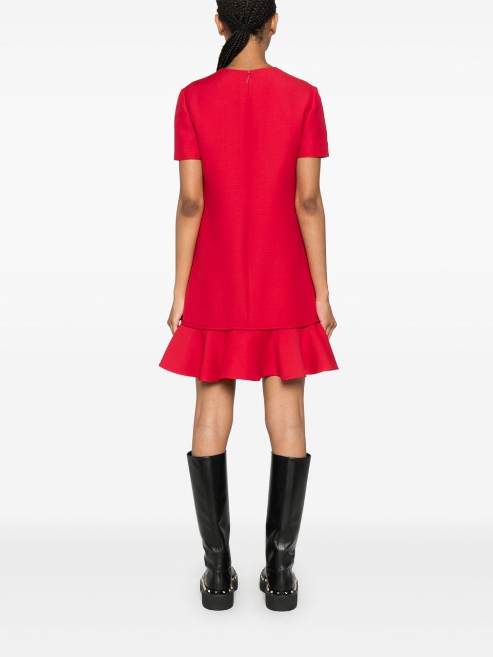 Valentino Garavani Crimson Wool-Silk Blend Crepe Dress image 4