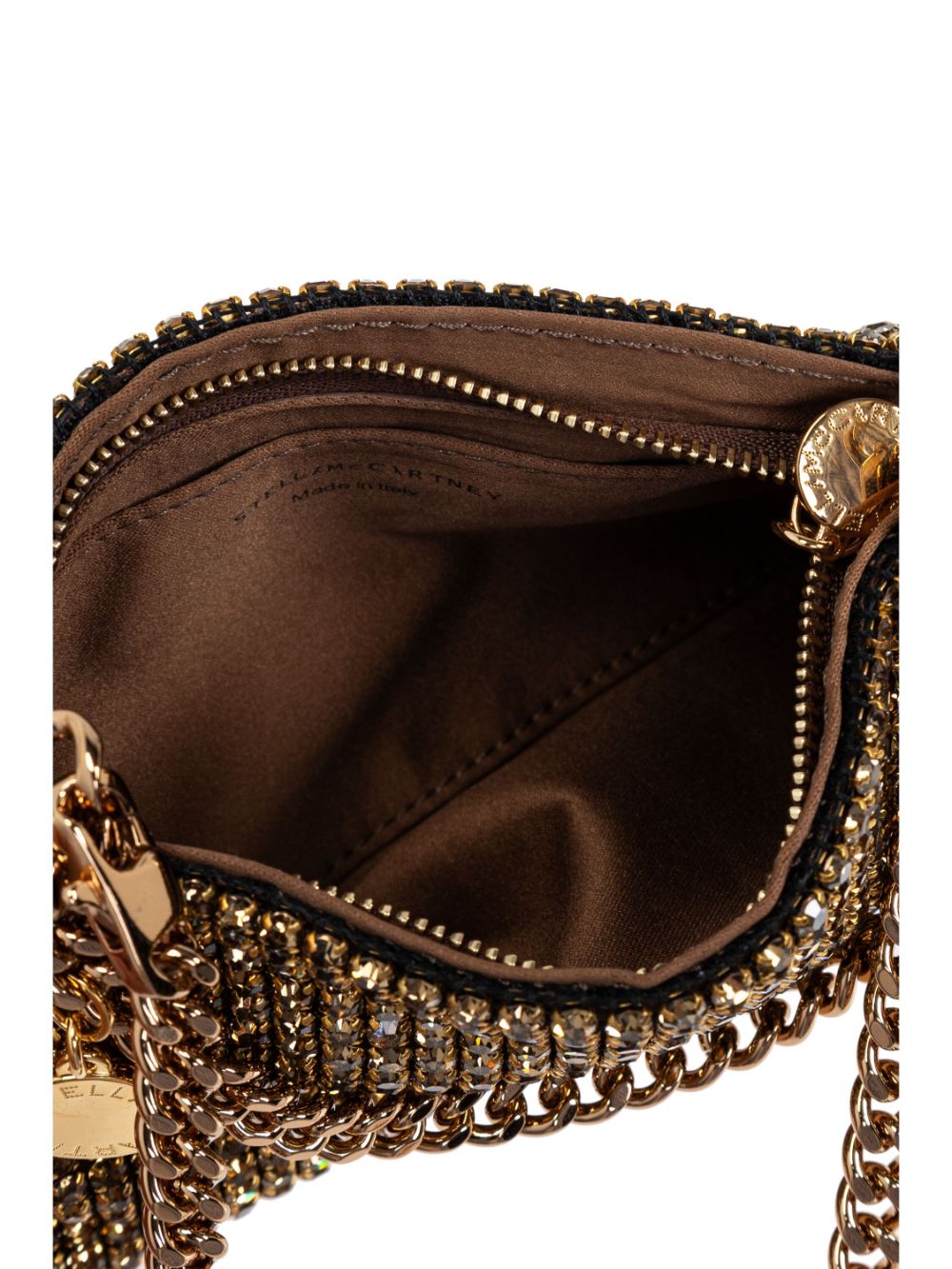 Stella McCartney Brown Crystal Embellishment Logo Charm Bag image 3