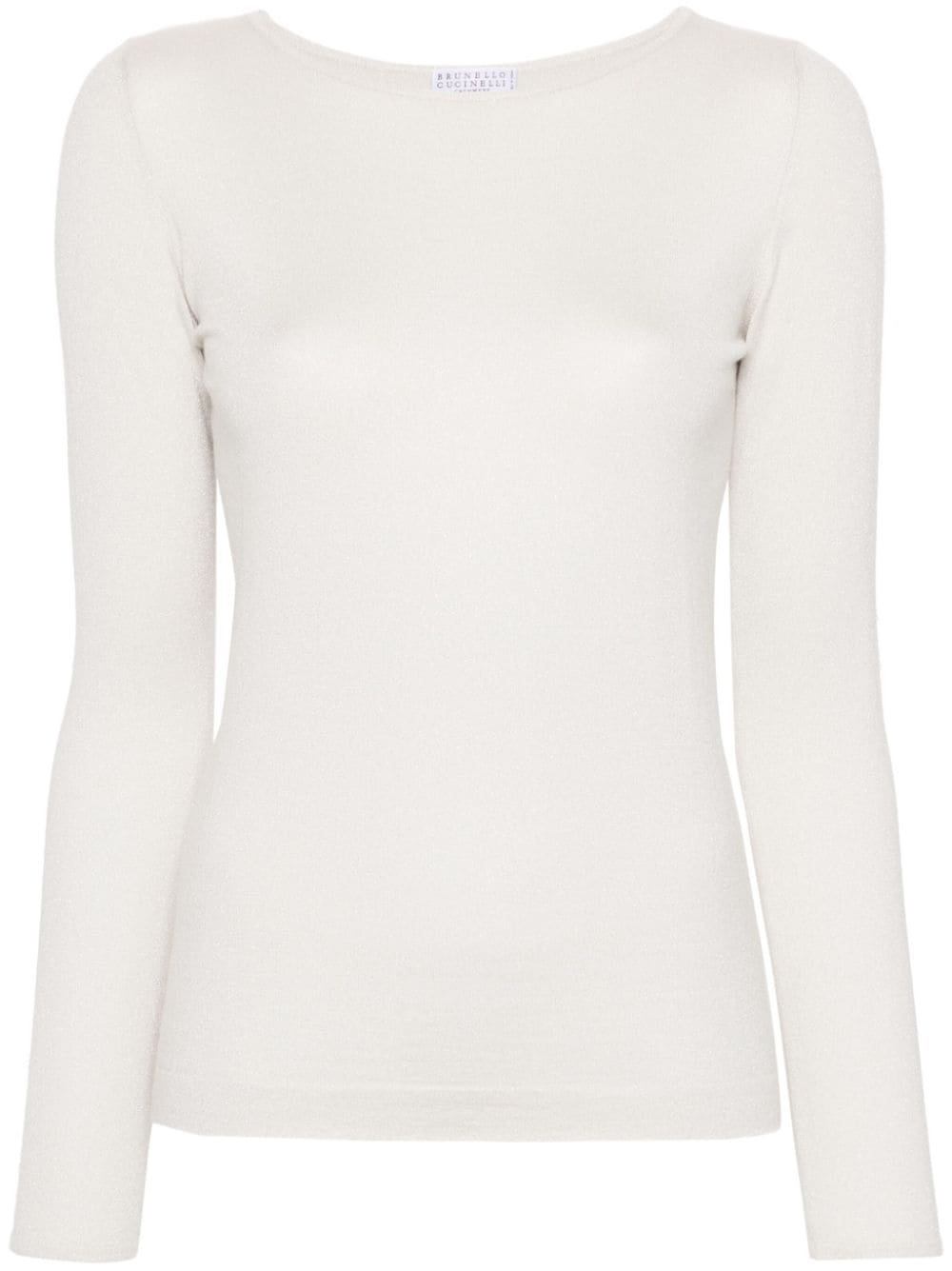 Brunello Cucinelli White Cashmere Sweater with Lurex Detail image 0