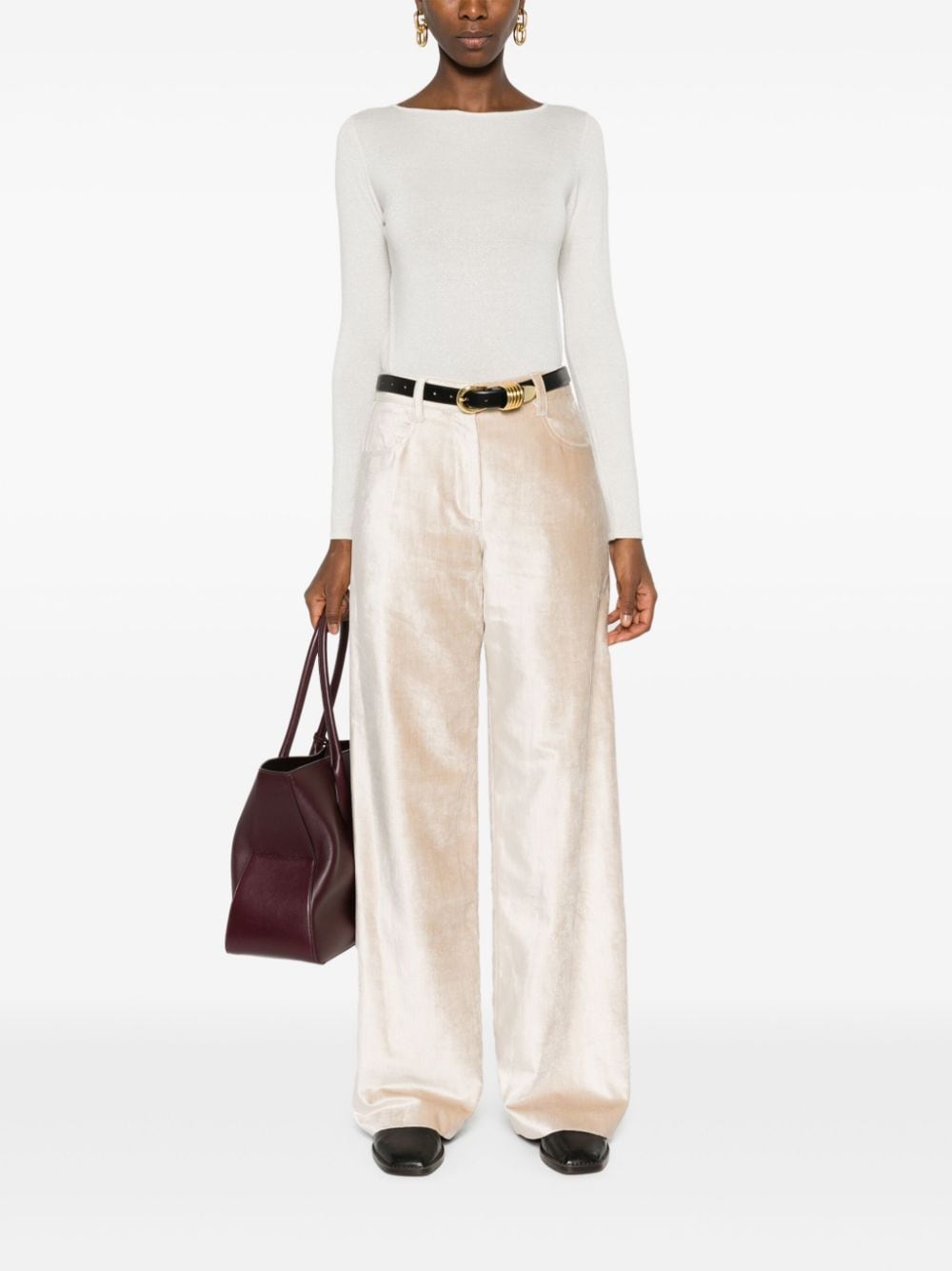 Brunello Cucinelli White Cashmere Sweater with Lurex Detail image 1