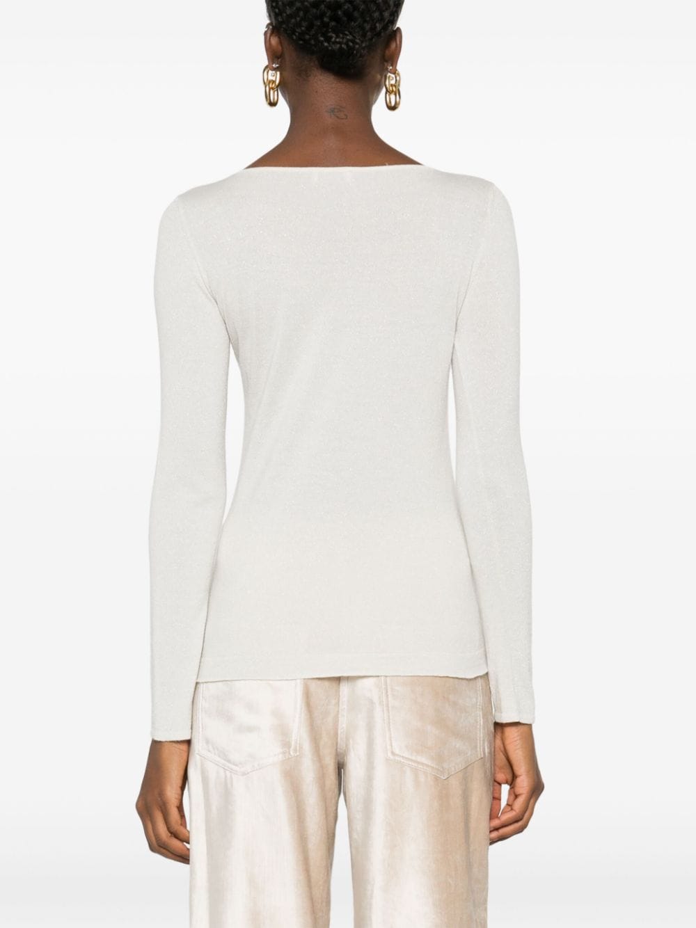 Brunello Cucinelli White Cashmere Sweater with Lurex Detail image 4