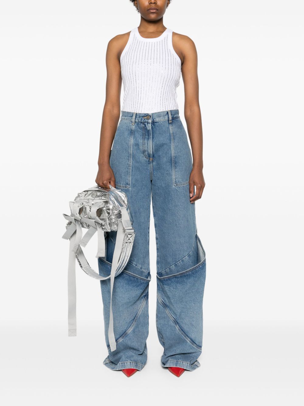 Attico Wide Leg Jeans in Clear Blue image 2