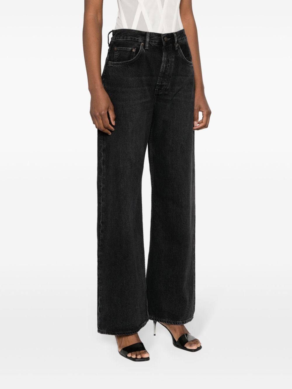 Acne Studios Black High-Rise Loose Fit Jeans image 3