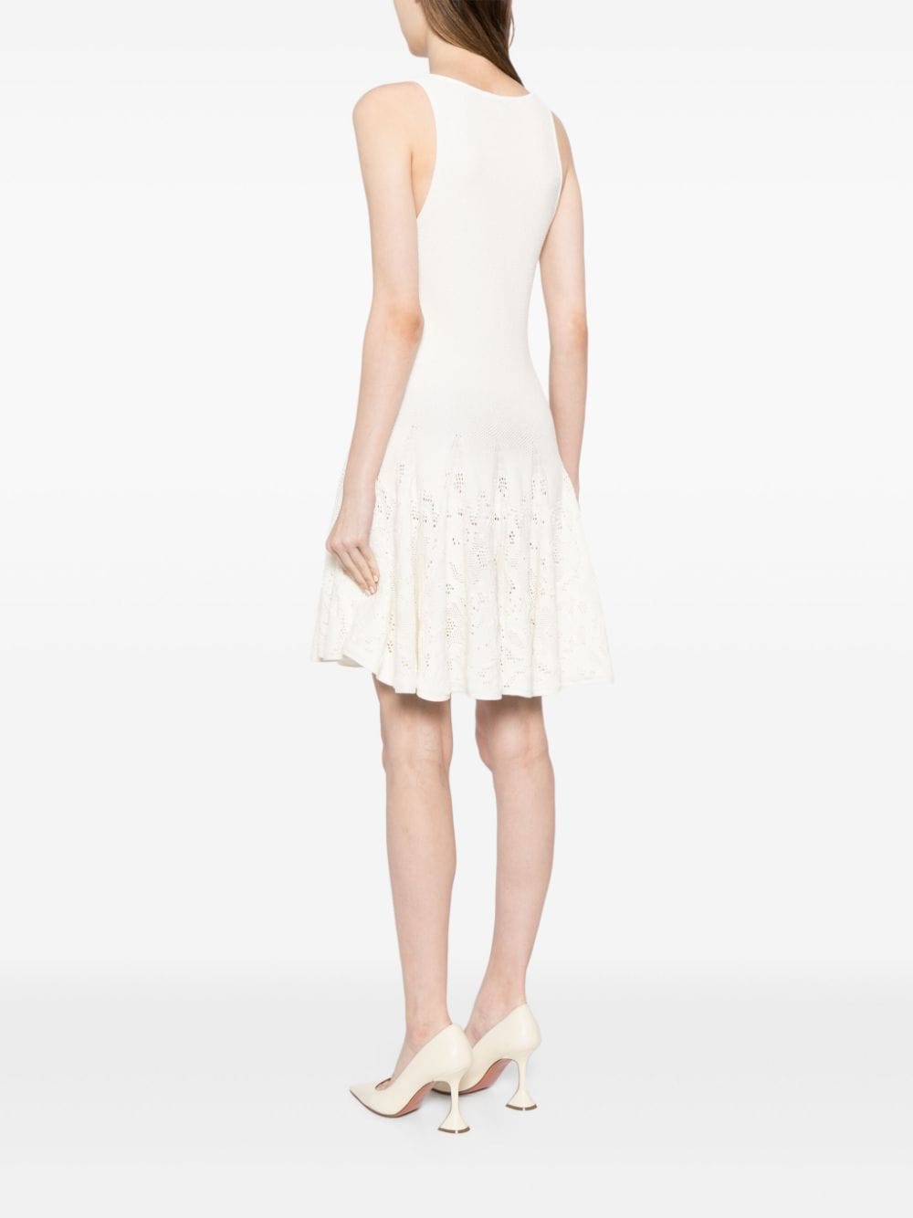 Alaia White Cotton Crochet Knit Sleeveless Dress image 1