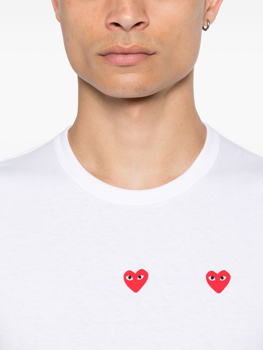 Comme des Garçons Play White Triple Hearts T-Shirt image 1