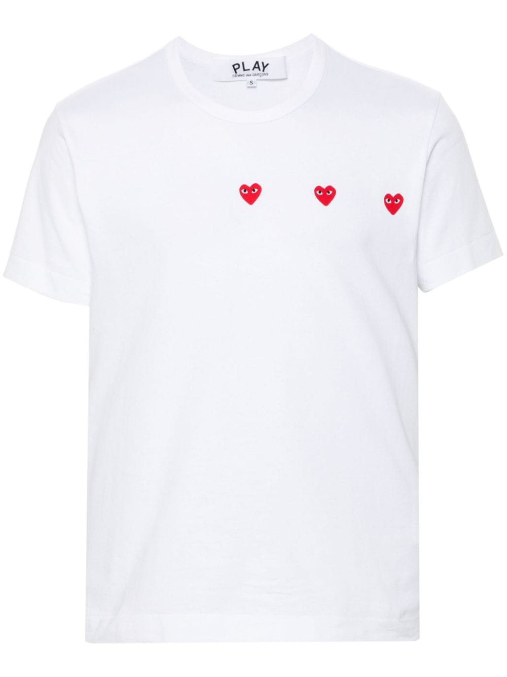 Comme des Garçons Play White Triple Hearts T-Shirt image 0