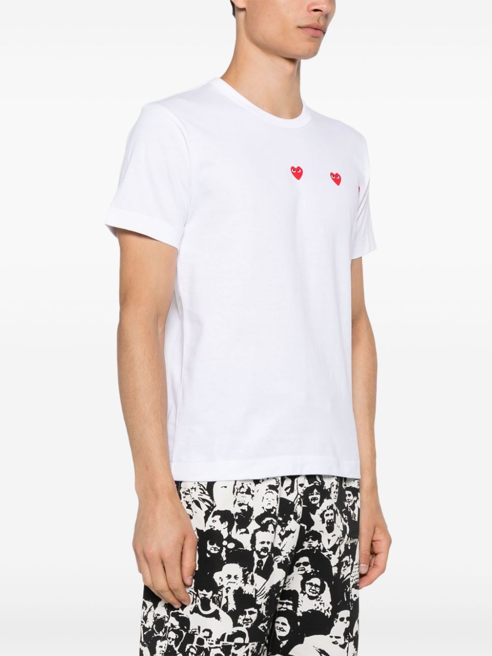 Comme des Garçons Play White Triple Hearts T-Shirt image 5