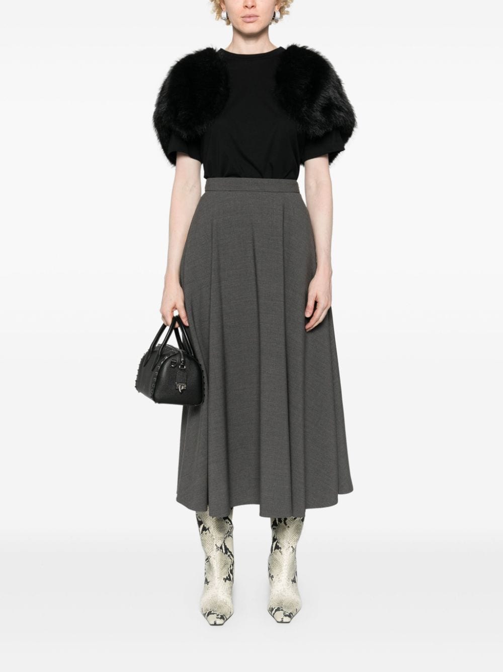 Valentino Grey Virgin Wool Blend A-Line Skirt image 2