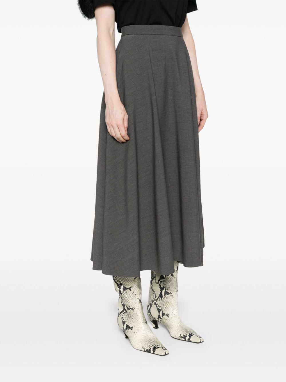 Valentino Grey Virgin Wool Blend A-Line Skirt image 3