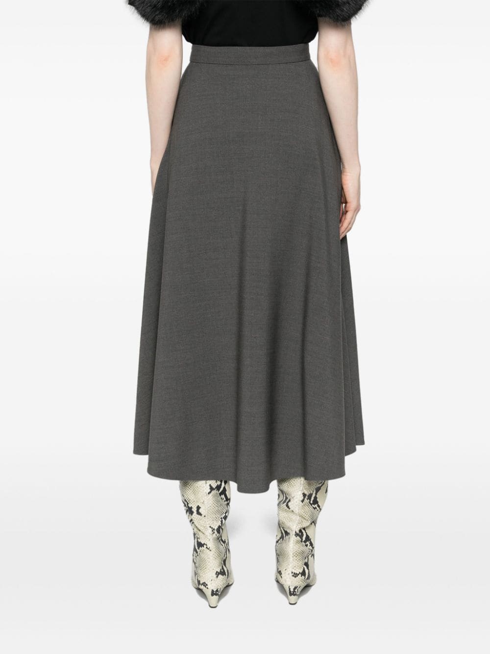 Valentino Grey Virgin Wool Blend A-Line Skirt image 4