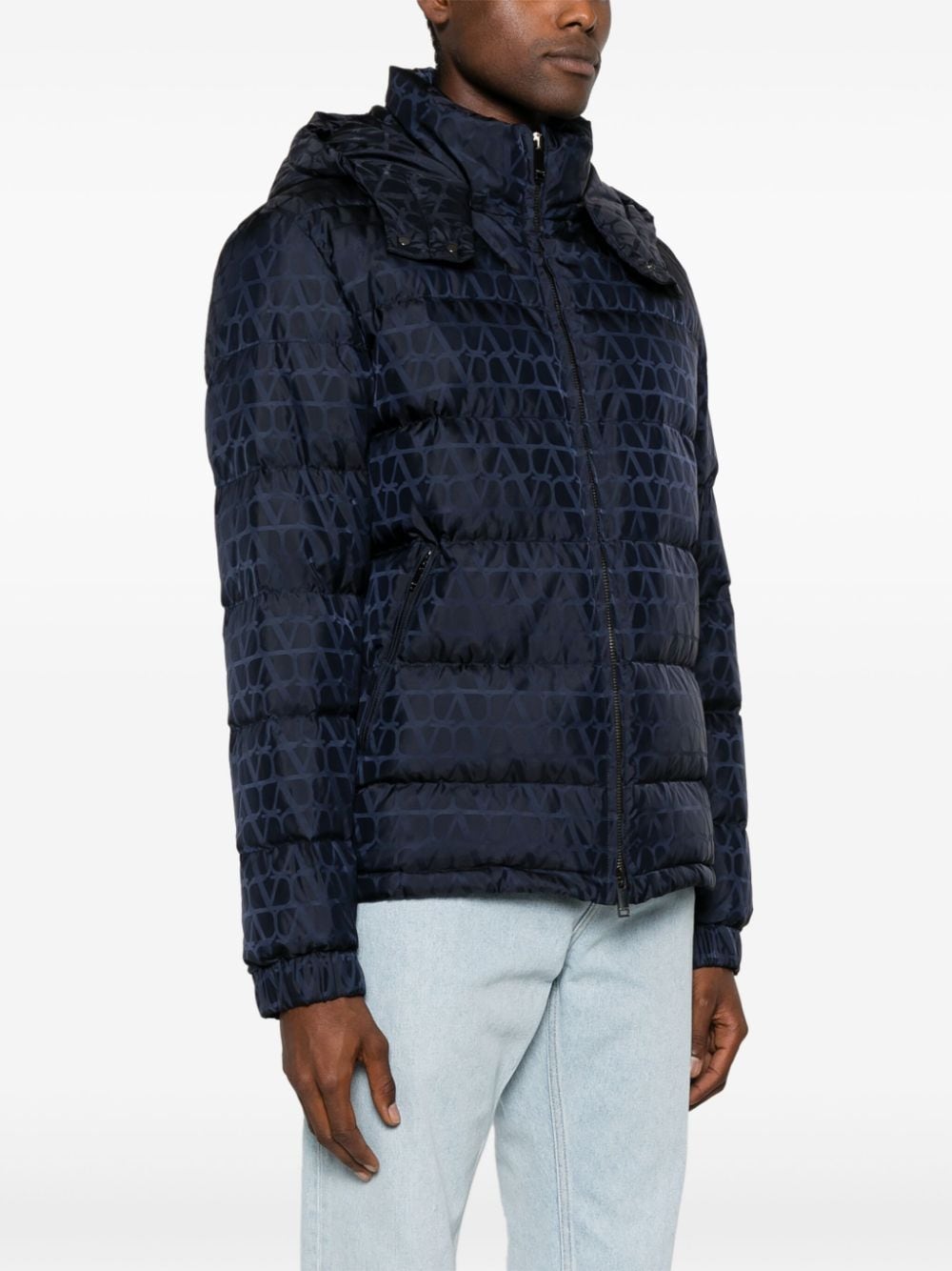 Valentino Garavani Toile Iconographe Quilted Down Coat - Blue image 1