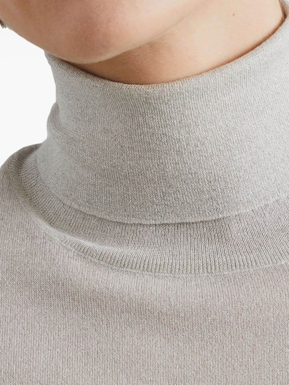 Brunello Cucinelli Light Grey Cashmere Blend Roll Neck Sweater image 1