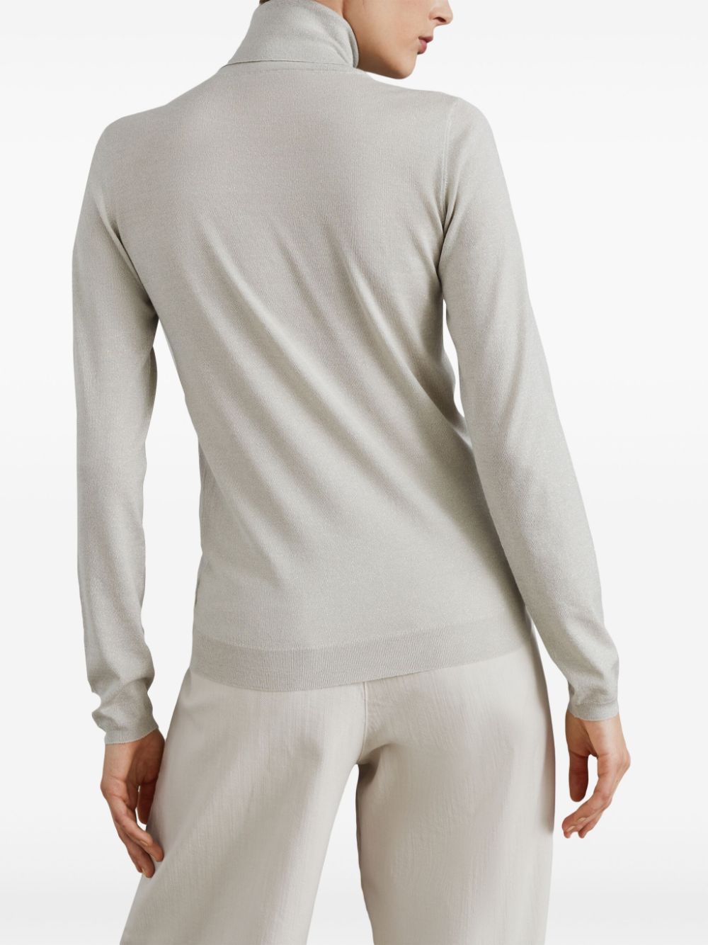 Brunello Cucinelli Light Grey Cashmere Blend Roll Neck Sweater image 4