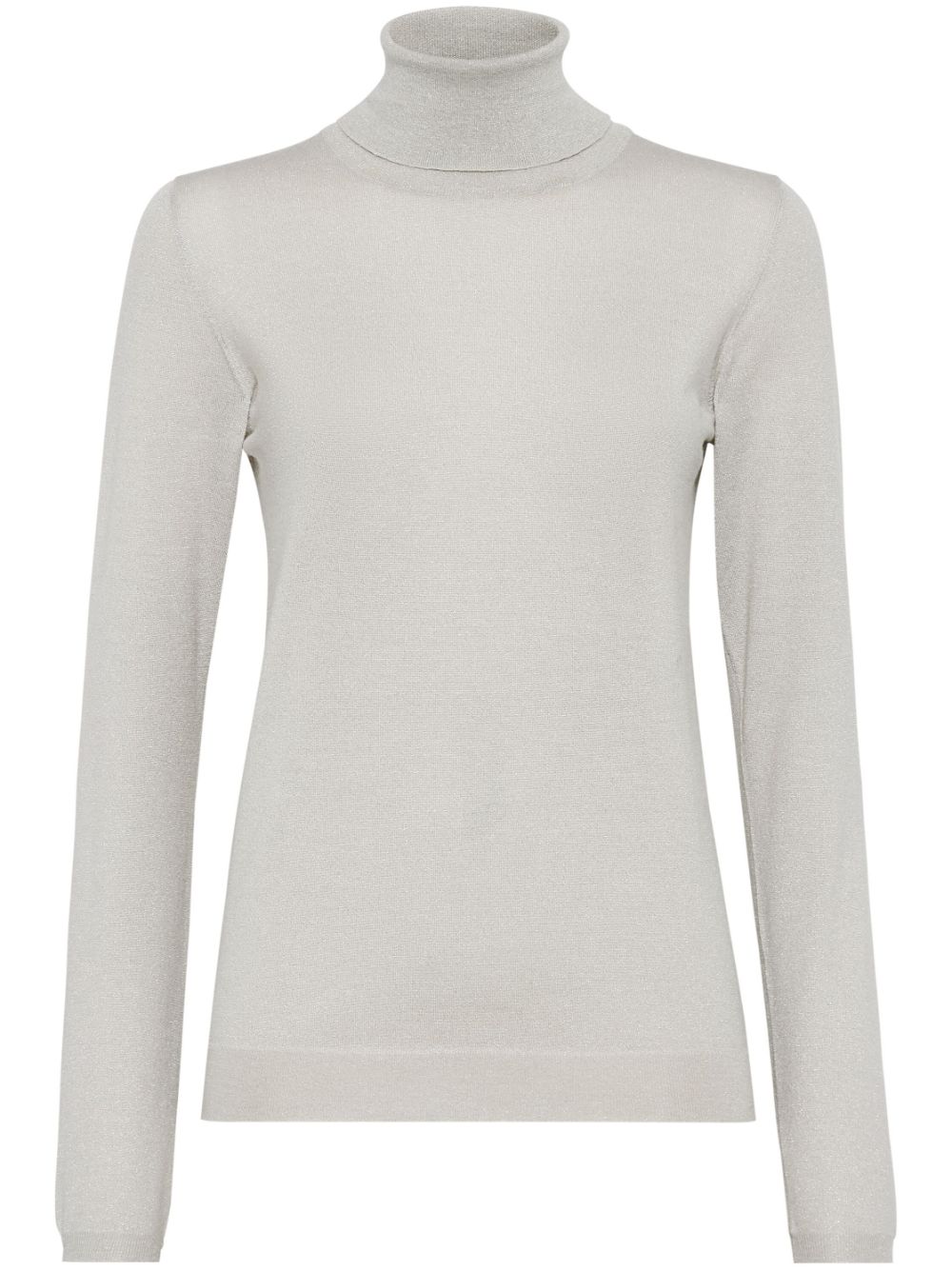 Brunello Cucinelli Light Grey Cashmere Blend Roll Neck Sweater image 0