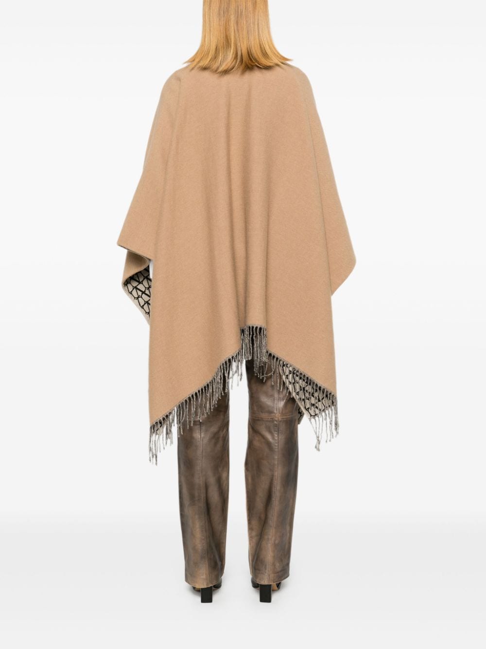 Valentino Camel Virgin Wool-Silk Blend Cape Jacket image 2