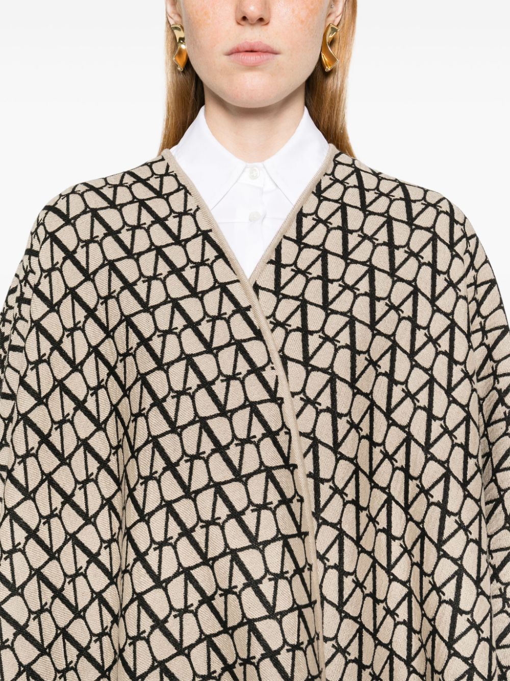 Valentino Camel Virgin Wool-Silk Blend Cape Jacket image 5