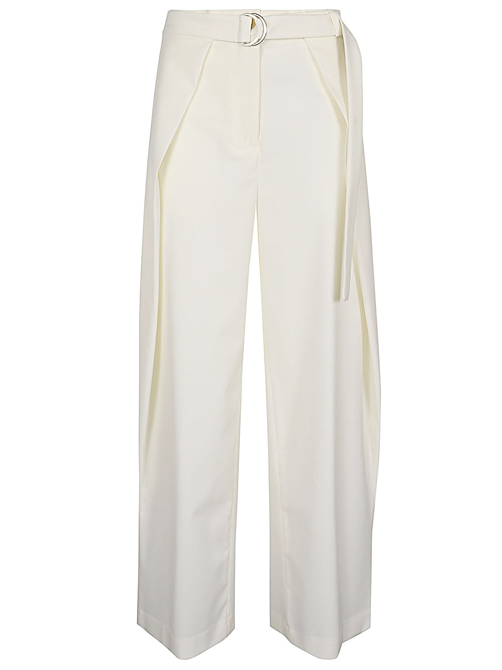 Erika Cavallini Women's White Straight Leg Trousers with Belt image 0