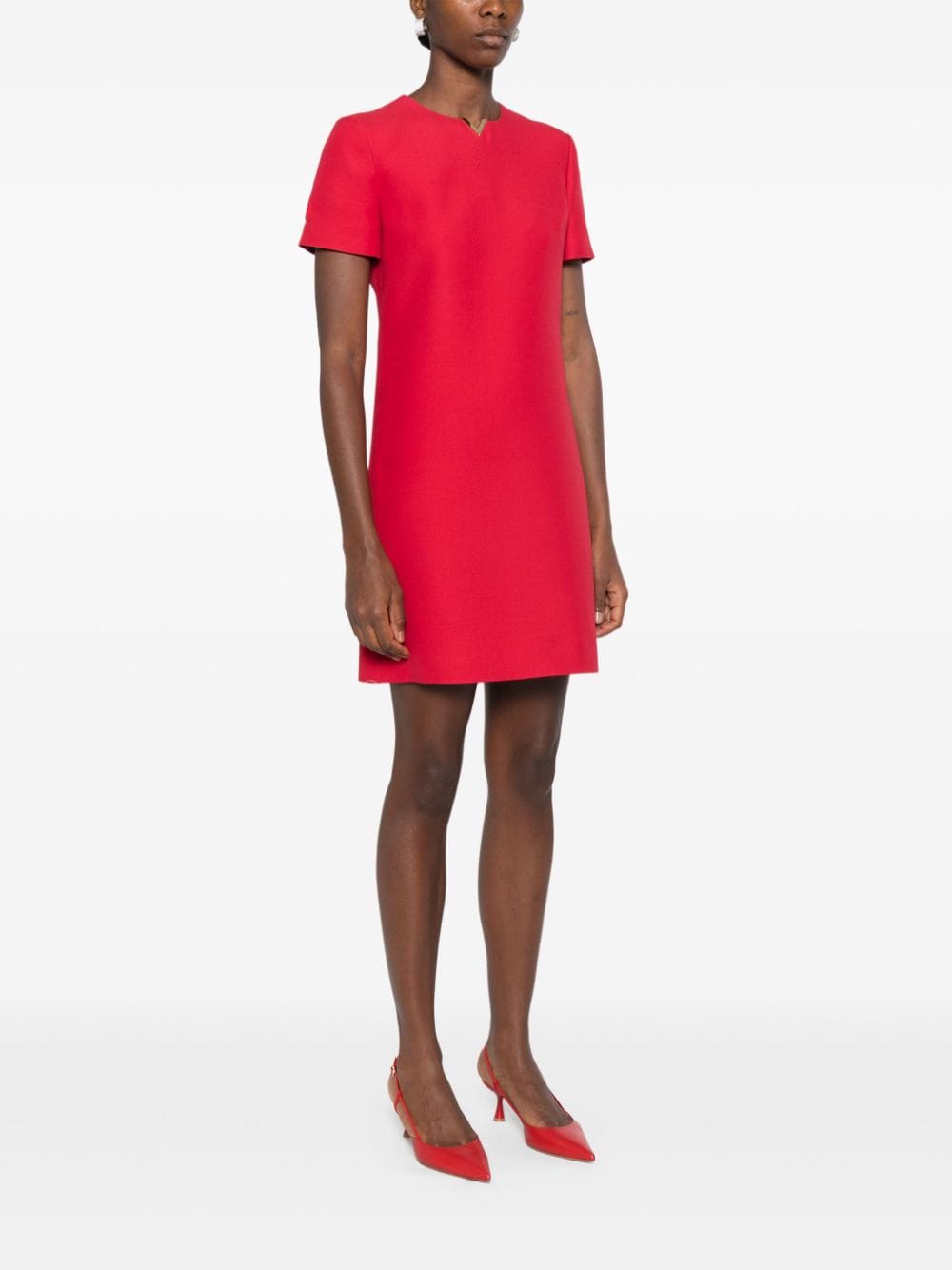 Valentino Garavani Red Wool Blend Shift Dress image 4