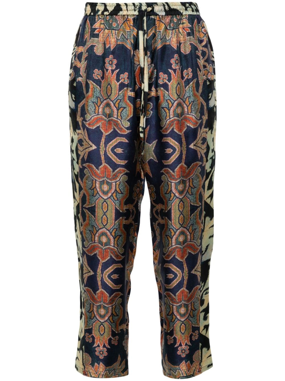 Pierre Louis Mascia Geometric Print Silk Trousers - Blue image 0