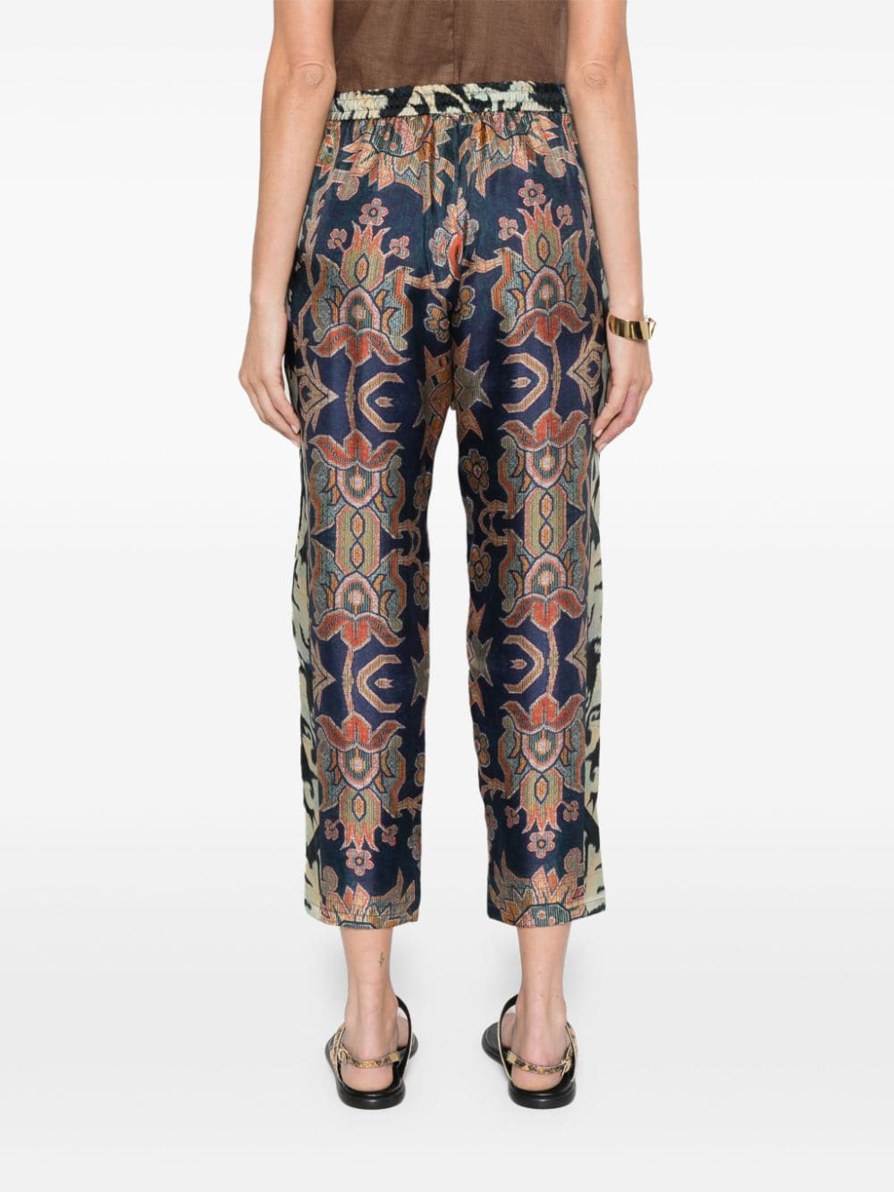 Pierre Louis Mascia Geometric Print Silk Trousers - Blue image 1