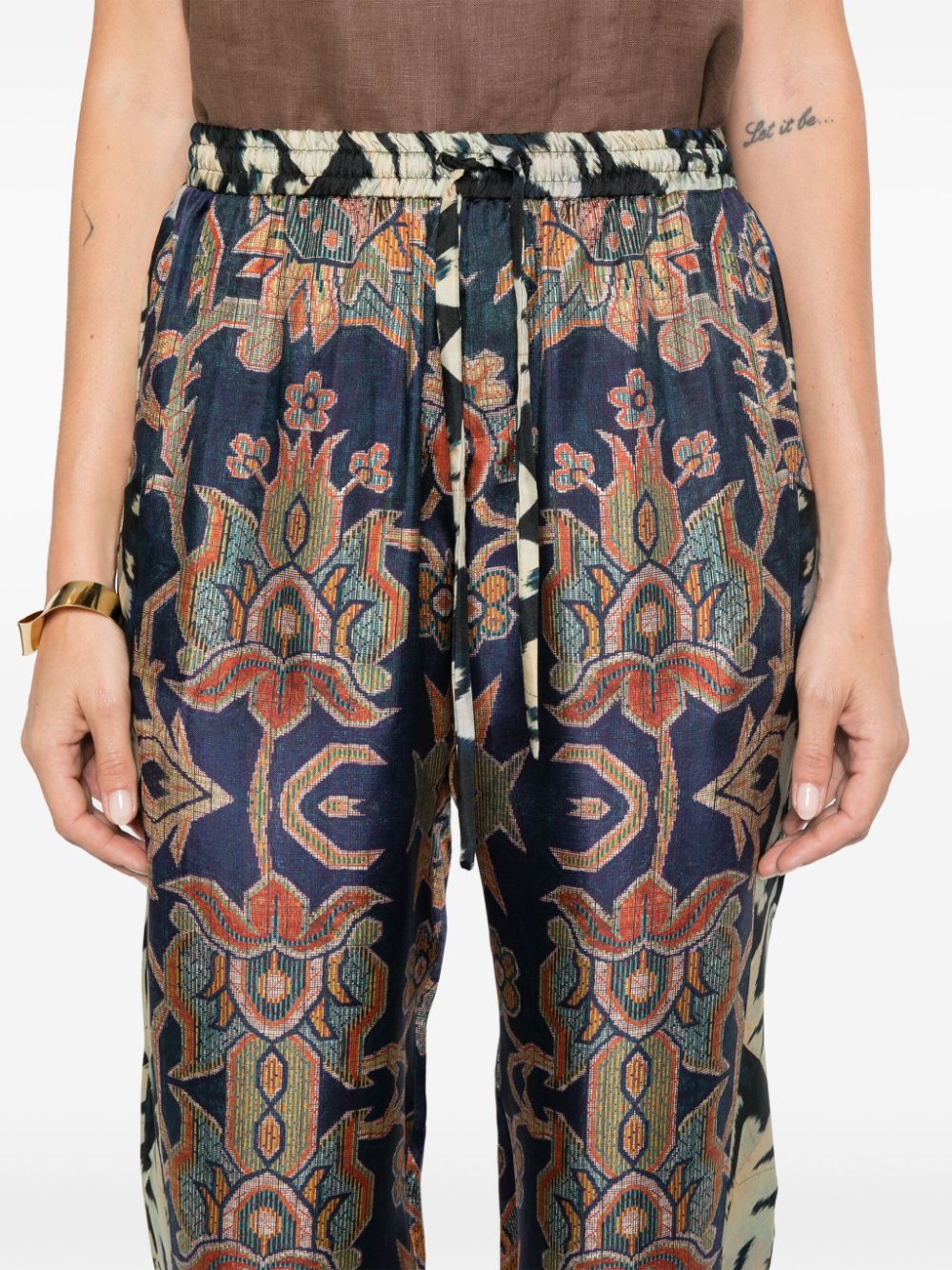 Pierre Louis Mascia Geometric Print Silk Trousers - Blue image 2