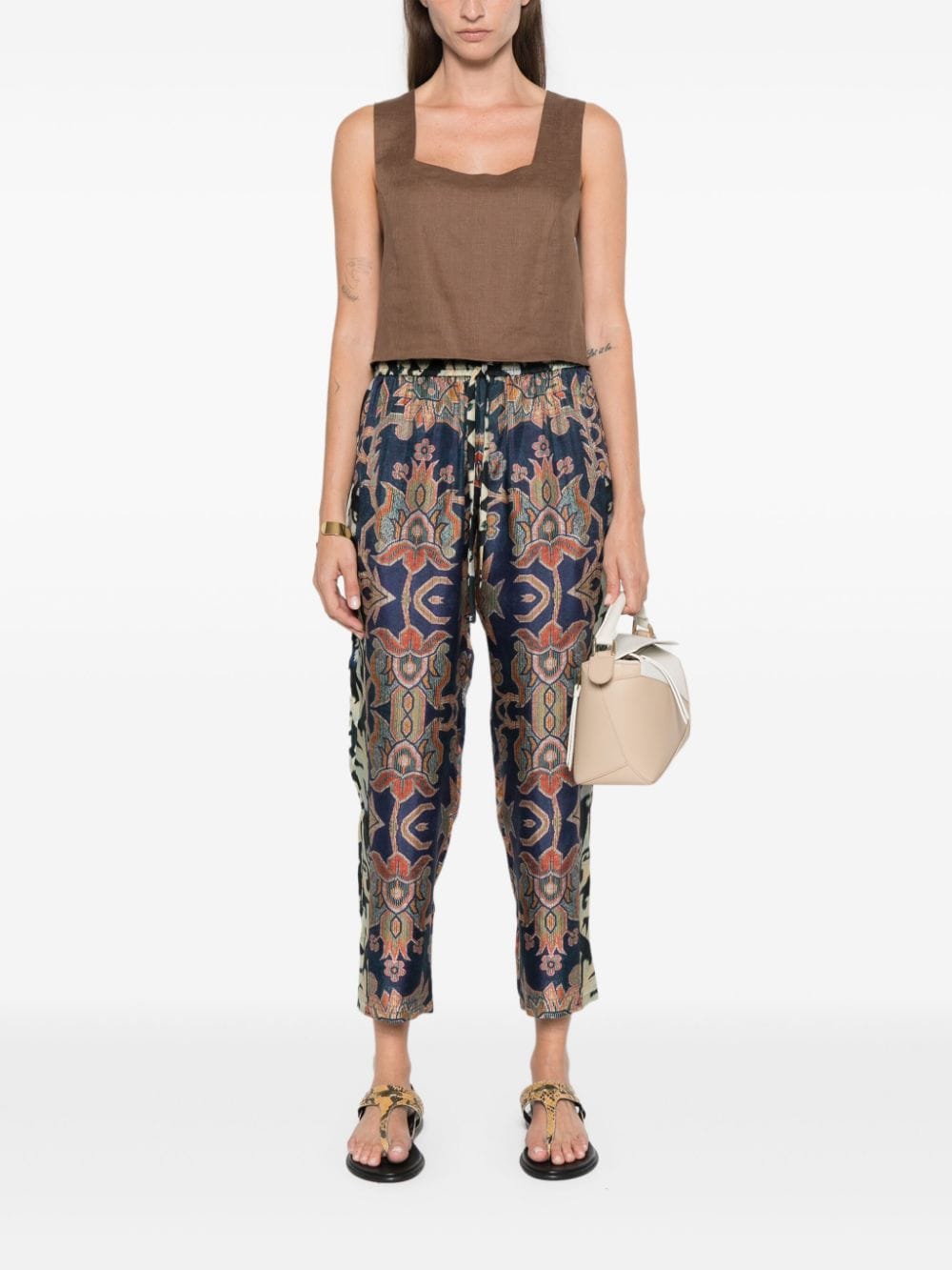 Pierre Louis Mascia Geometric Print Silk Trousers - Blue image 3