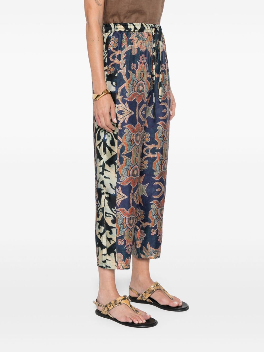 Pierre Louis Mascia Geometric Print Silk Trousers - Blue image 4