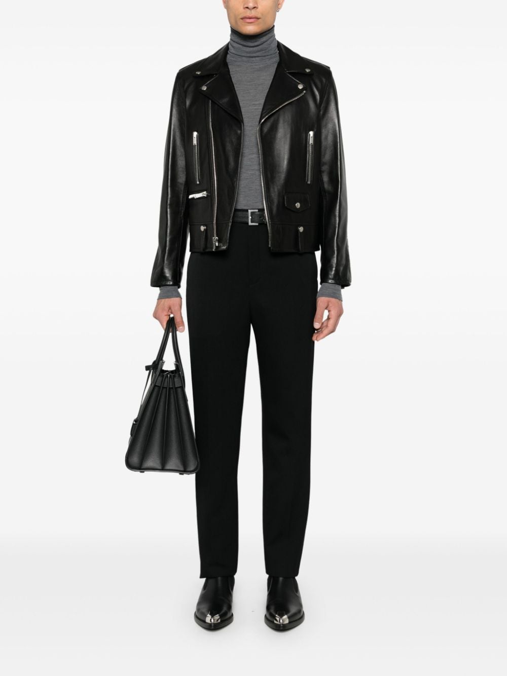 Saint Laurent Black Lambskin Leather Jacket image 2