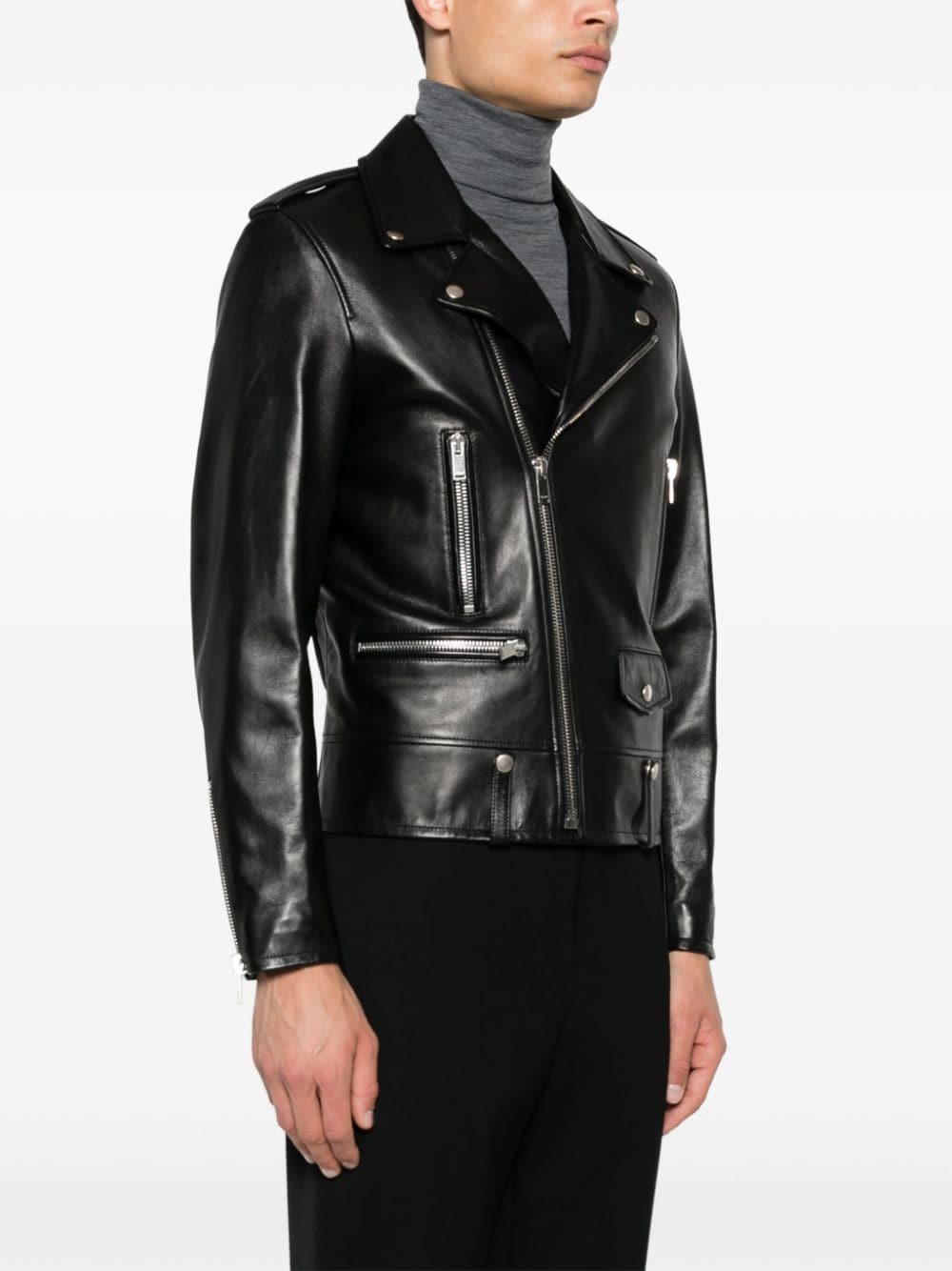 Saint Laurent Black Lambskin Leather Jacket image 3